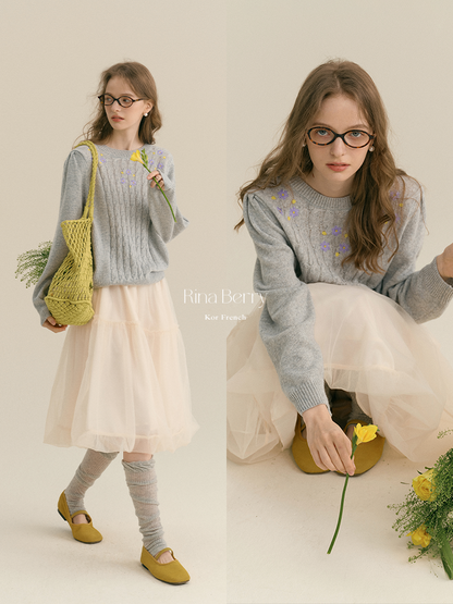 Sheer Mesh Bubble Skirt In Midi Length