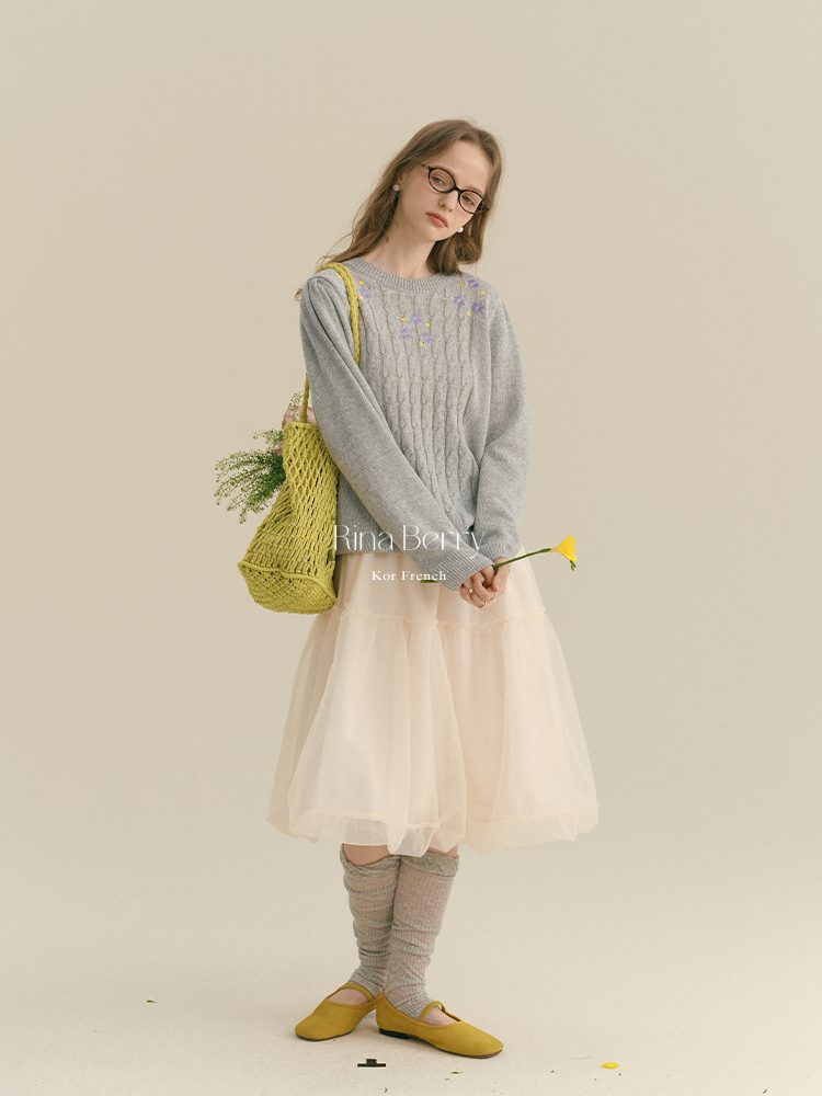 Sheer Mesh Bubble Skirt In Midi Length