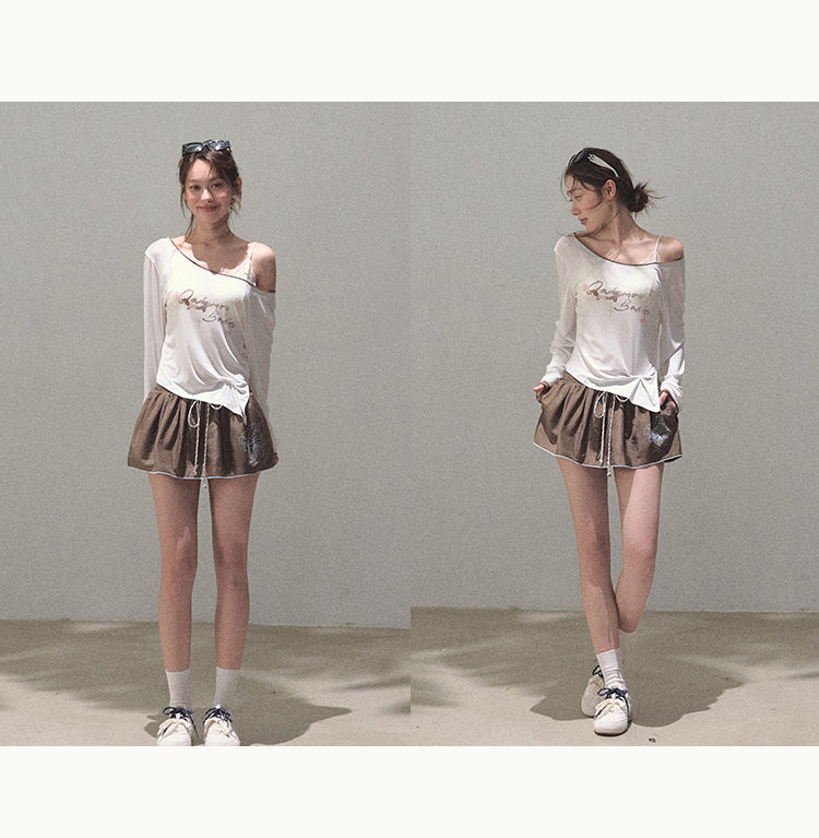 Side Slit Wide Neck Printed Tee