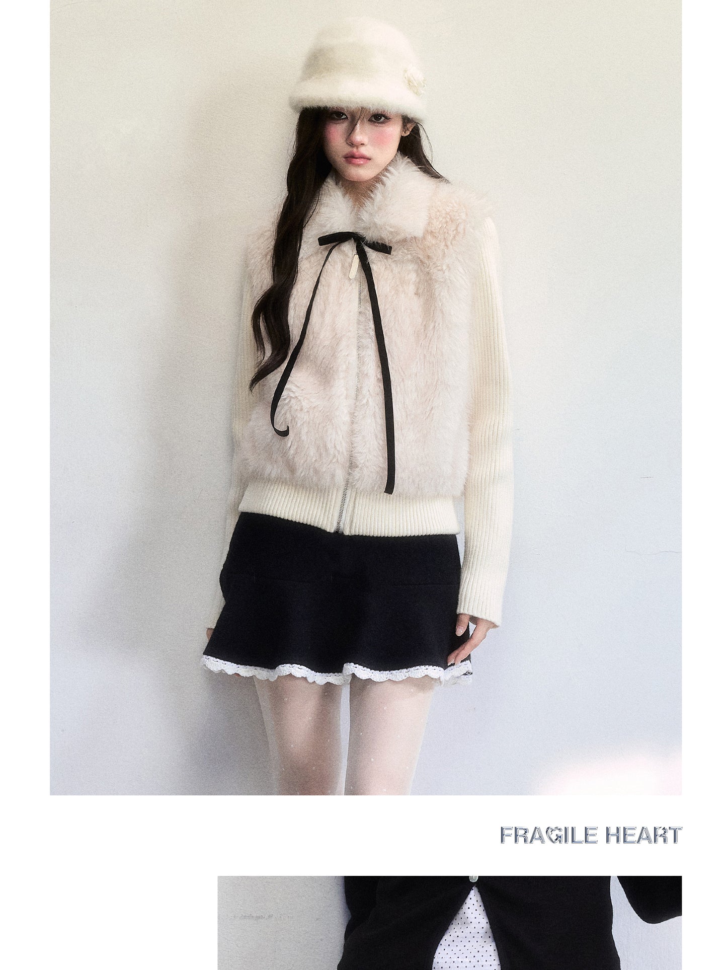 Wool-Blend Flared Peplum Skirt With Lace Trim