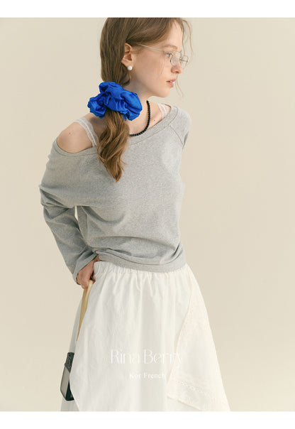 Basic Cotton Pullover With Wide Neckline