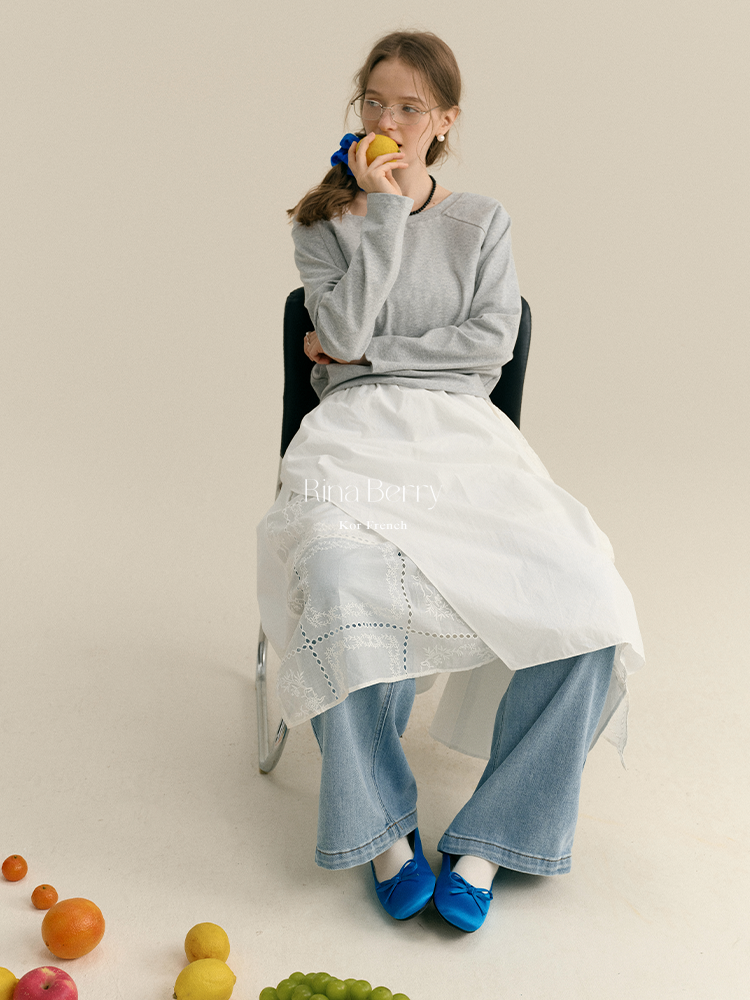 Basic Cotton Pullover With Wide Neckline