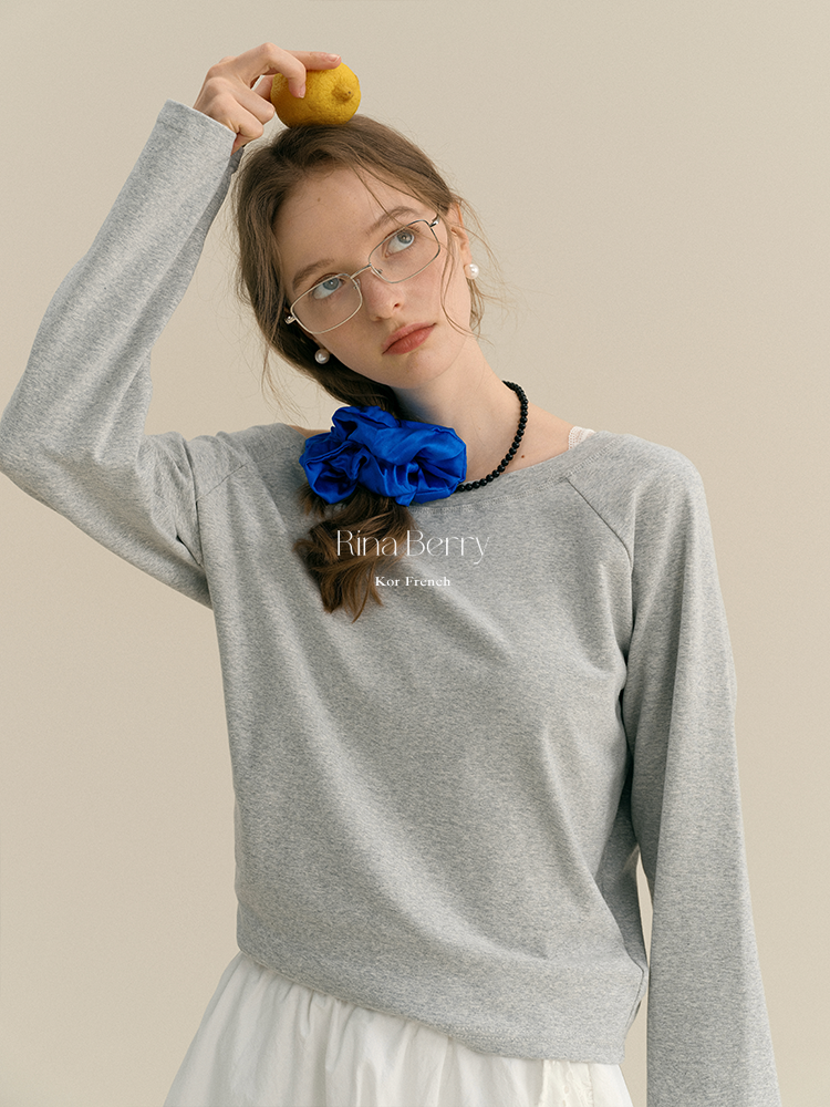 Basic Cotton Pullover With Wide Neckline