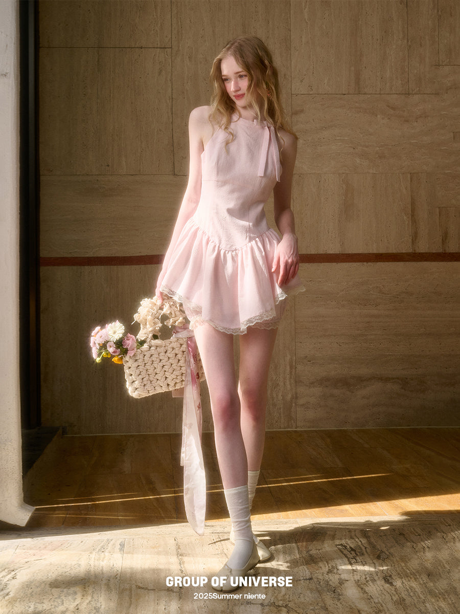 Gingham V-Hem Dress & Shorts Two-Piece Set