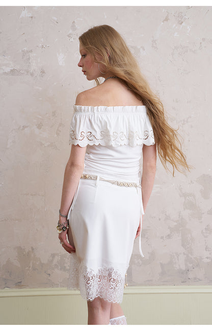Off-Shoulder Top With Bow Cut-Out Cape Collar