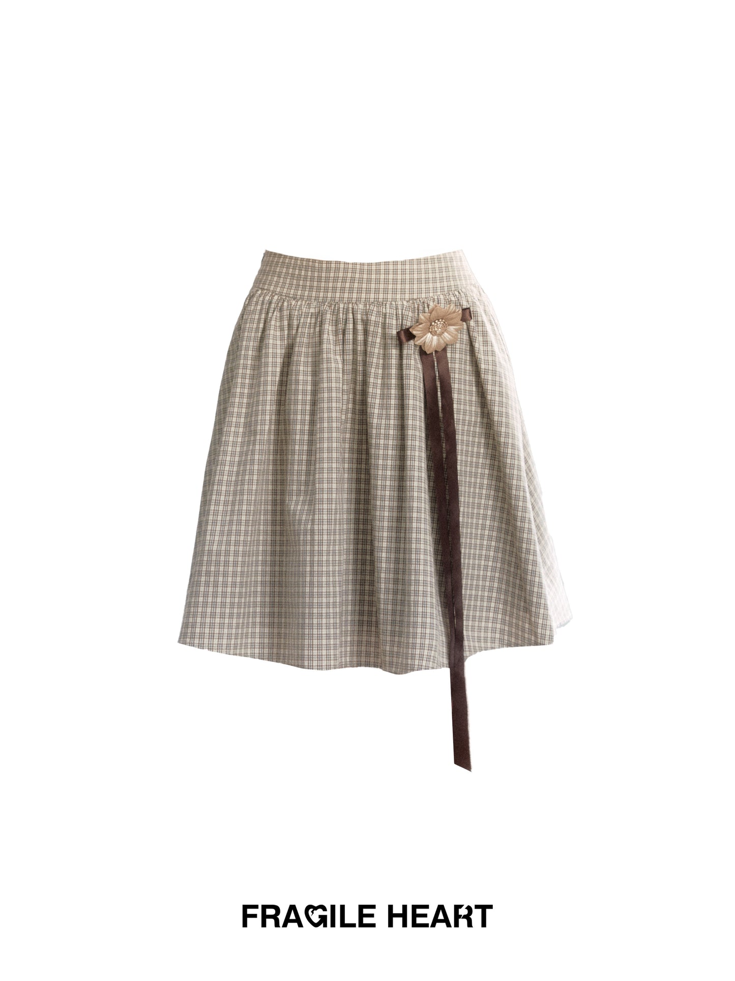 Pure Cotton Plaid Flare Midi Skirt