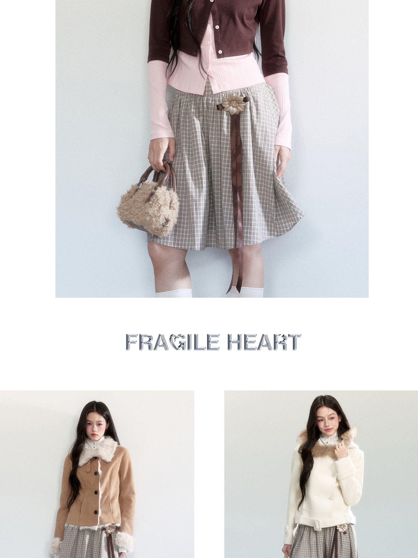 Pure Cotton Plaid Flare Midi Skirt