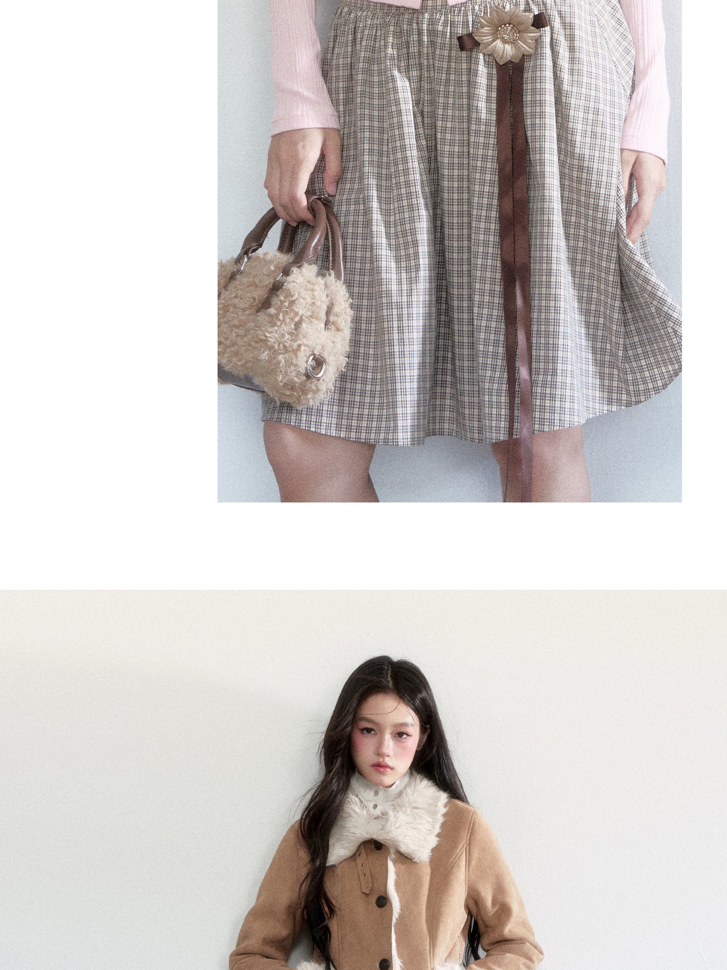 Pure Cotton Plaid Flare Midi Skirt