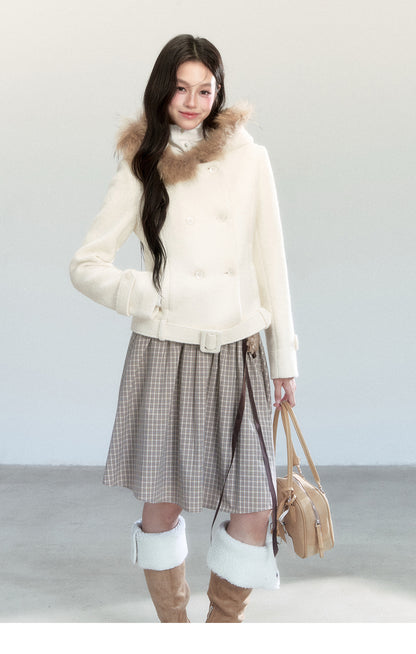 Pure Cotton Plaid Flare Midi Skirt