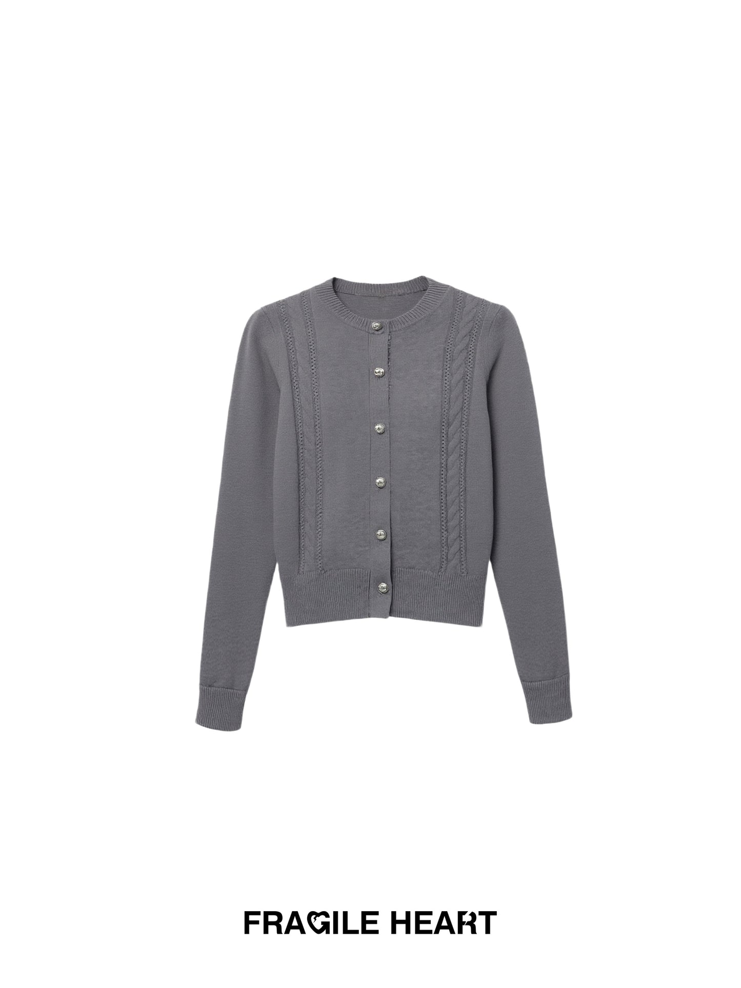 Plaid-Detail Cable Knit Cardigan