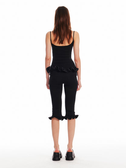Flutter-Trim Low Rise Capri Pants