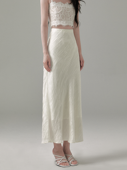 Flutter Hem High Waist Skirt