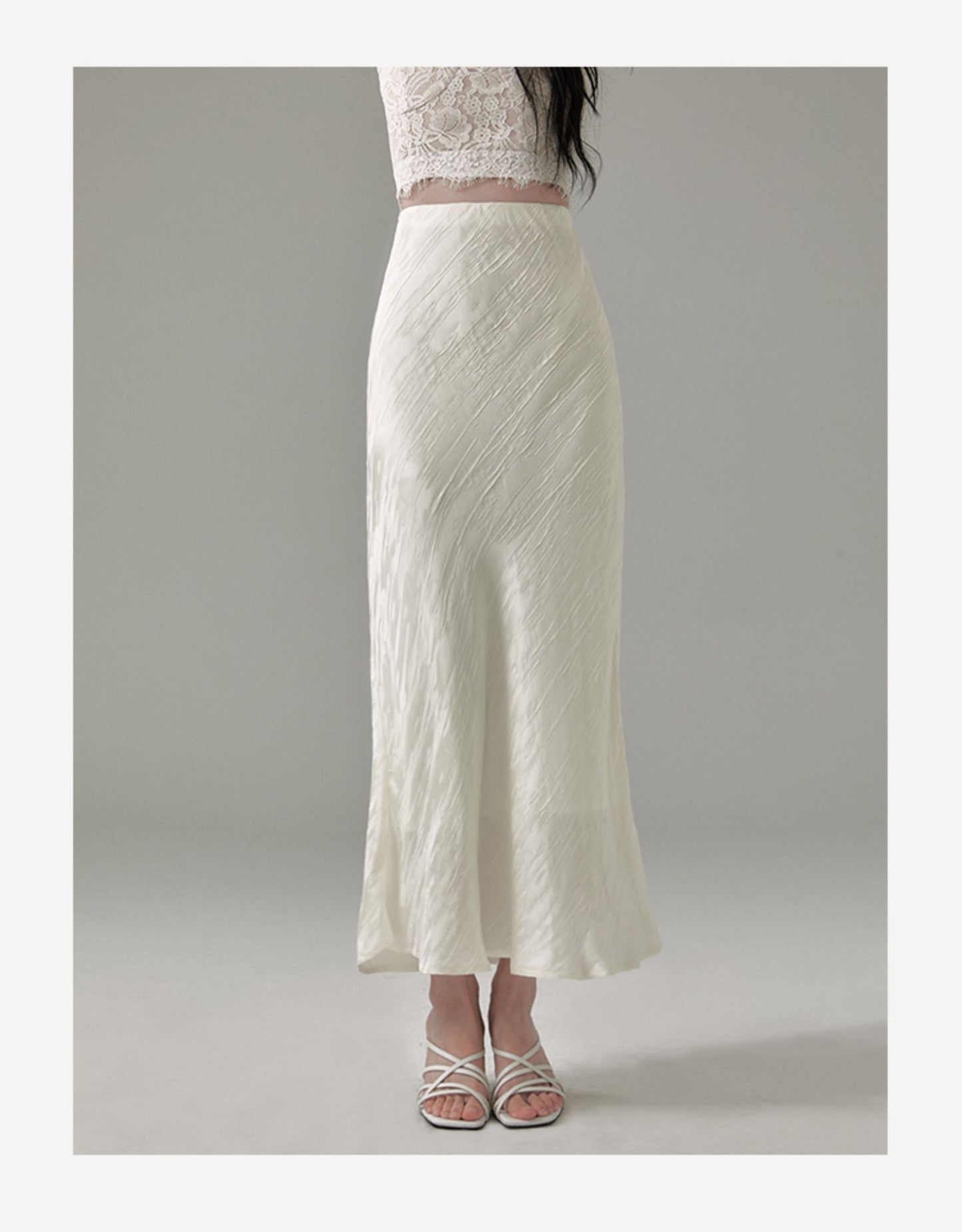 Flutter Hem High Waist Skirt