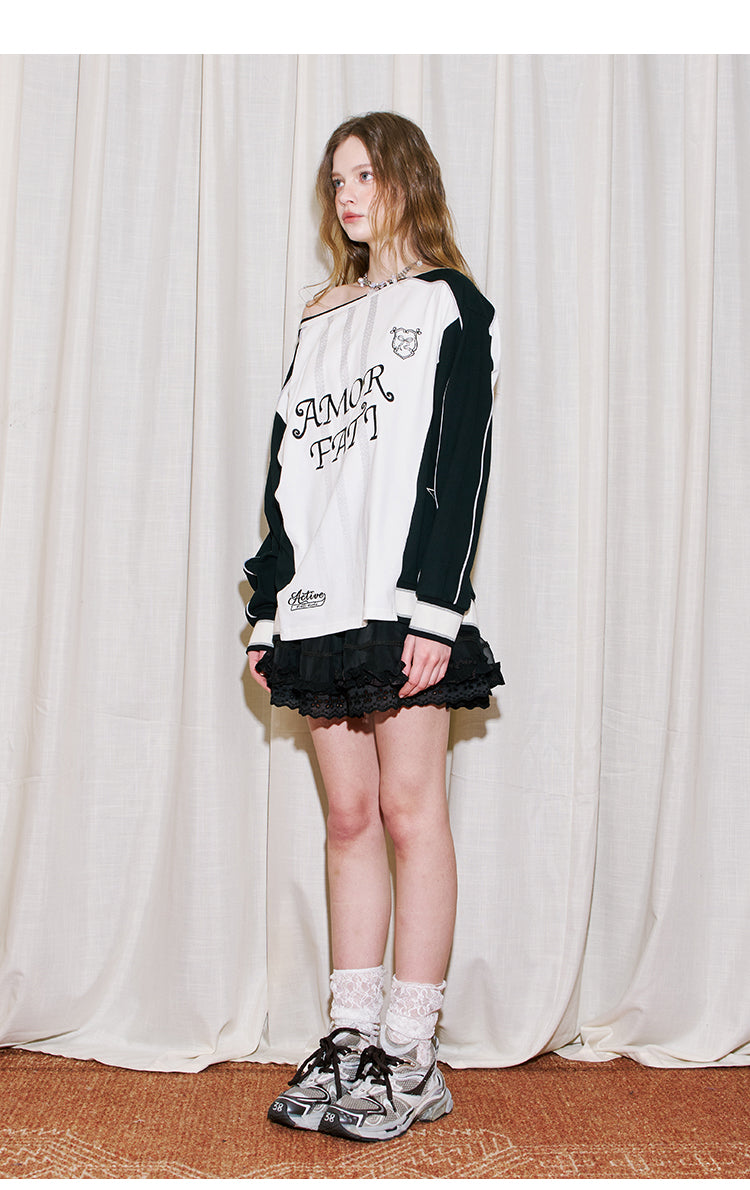 Sporty Sweet Wide Neck Top