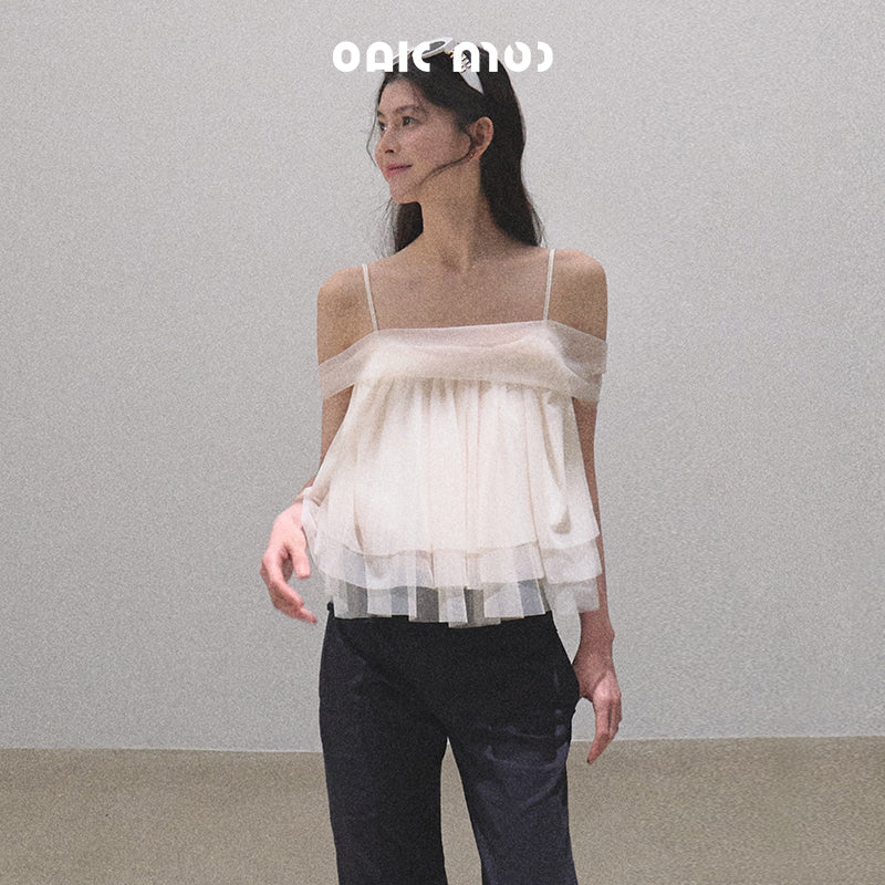 Stretch Tulle Camisole Top