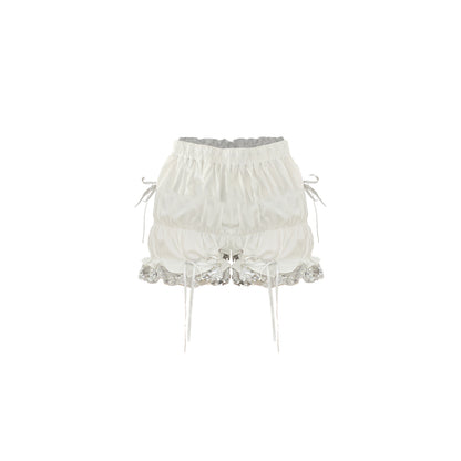 Ruched Shorts With Sequin Metallic Hem