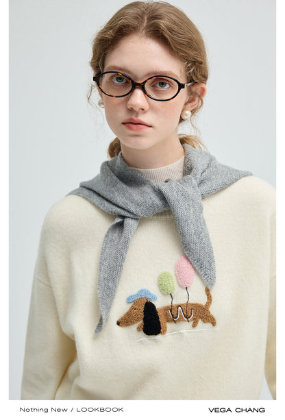 Chenille Embroidered Balloon Dog Sweater