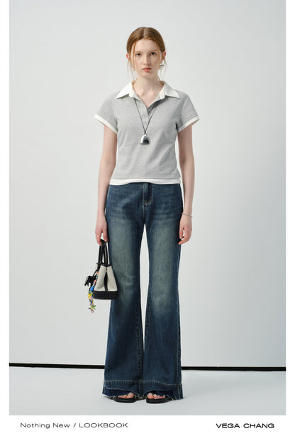Layered-Look Two-Tone Polo Shirt