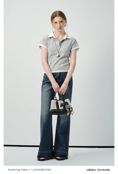Layered-Look Two-Tone Polo Shirt