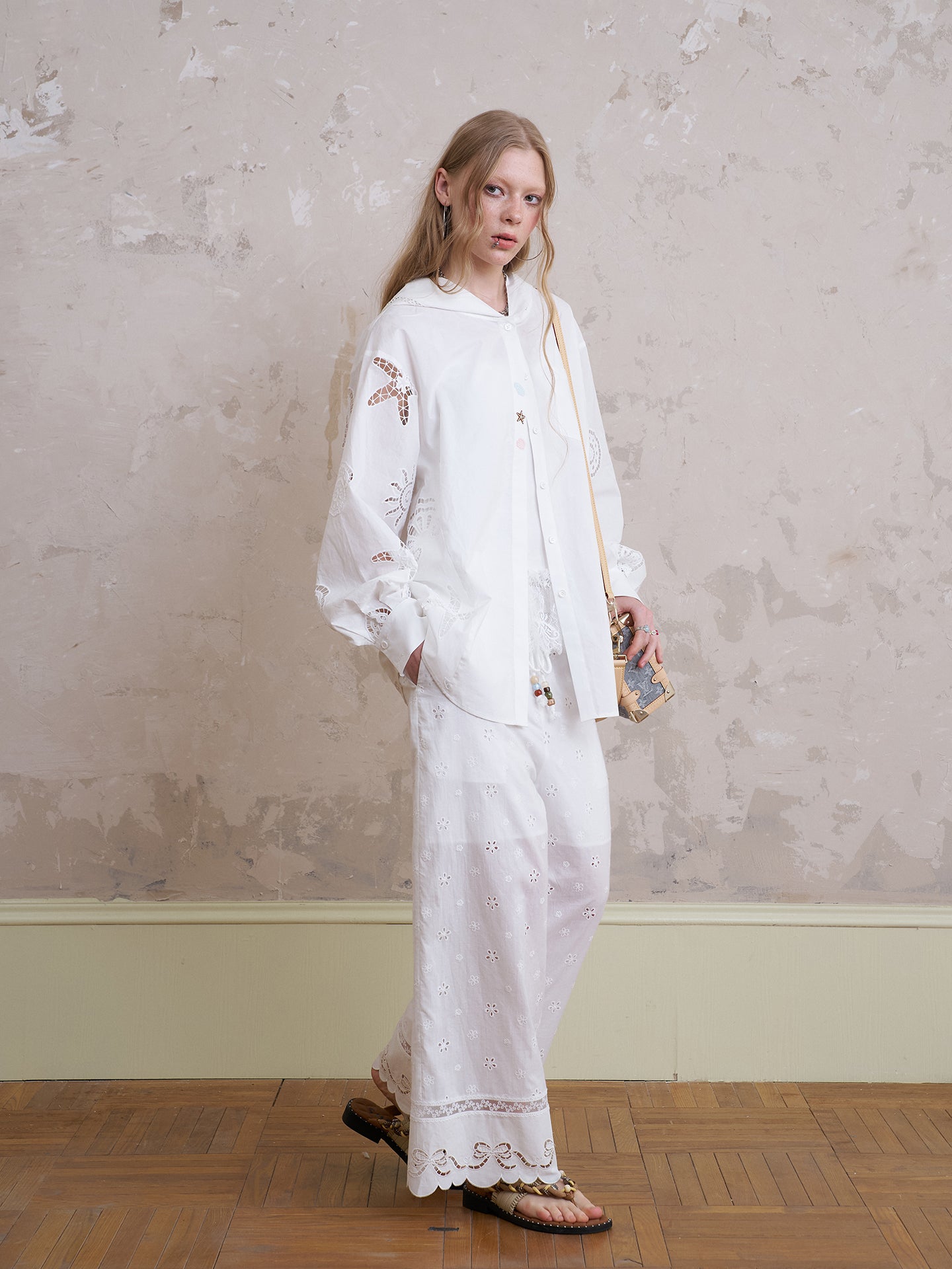 Zip-Up Hoodie With Sea Motif Cut-Outs