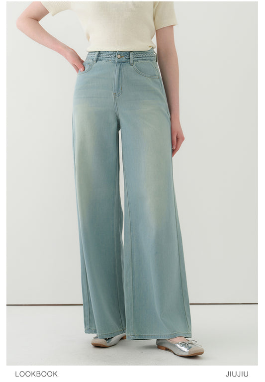 Braided Waist Detail Lyocell Washed Jeans