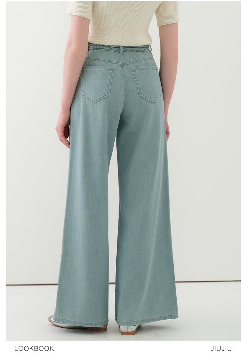Braided Waist Detail Lyocell Washed Jeans