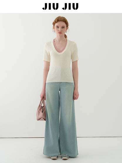 Braided Waist Detail Lyocell Washed Jeans