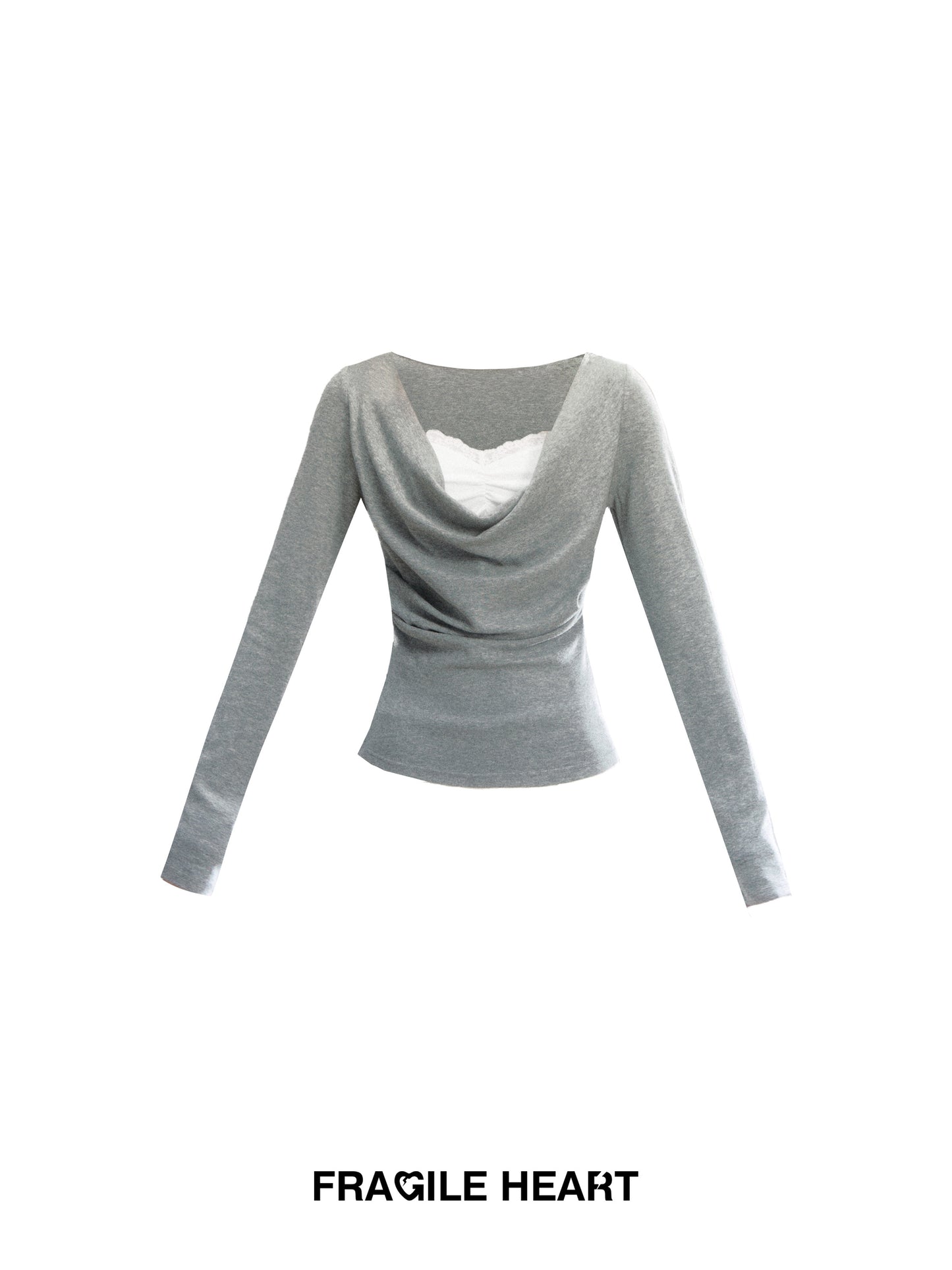 Slim Fit Layered-Look Draped Knit Top