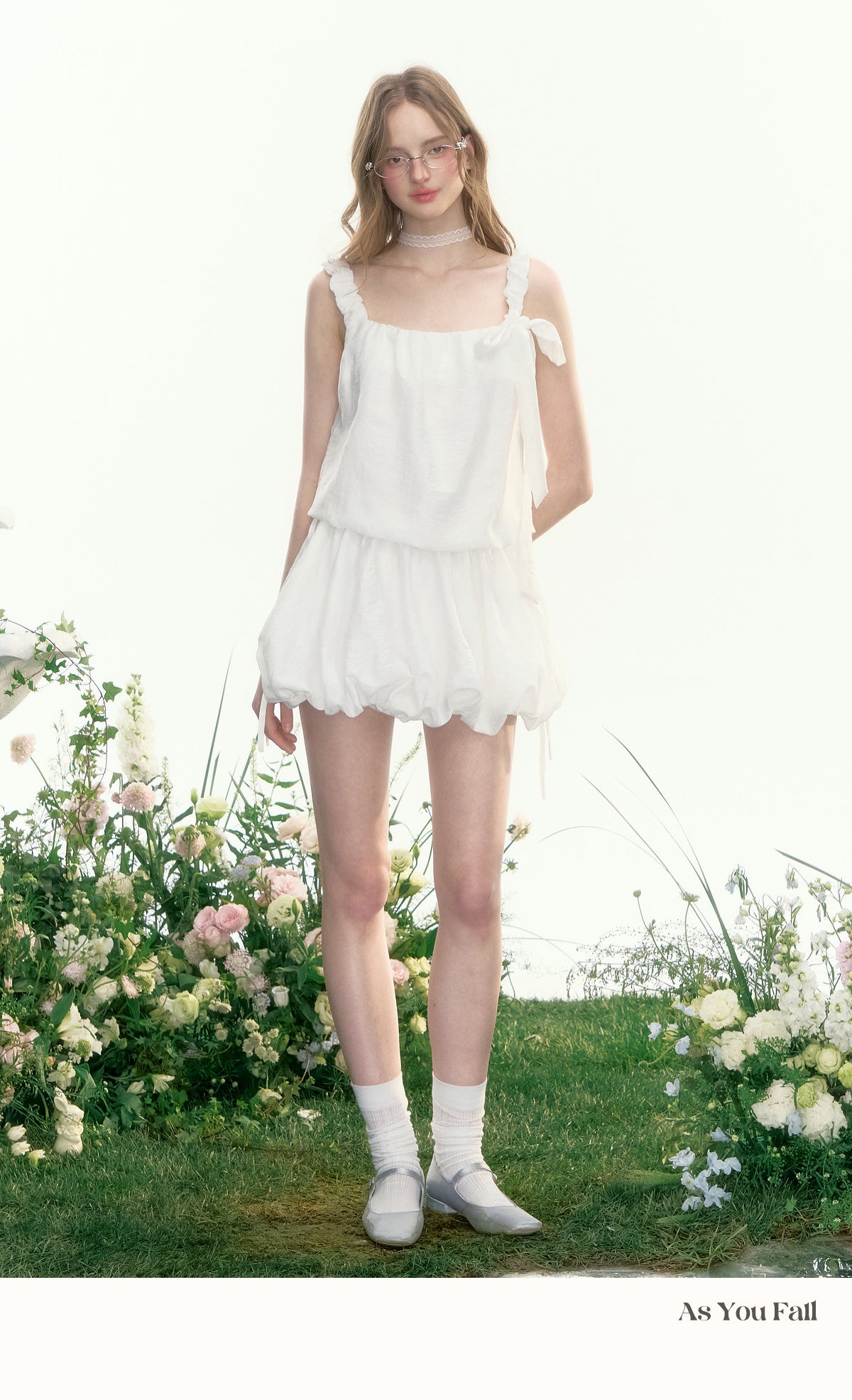 Crinkled Bubble Hem Dress With Ruched Straps