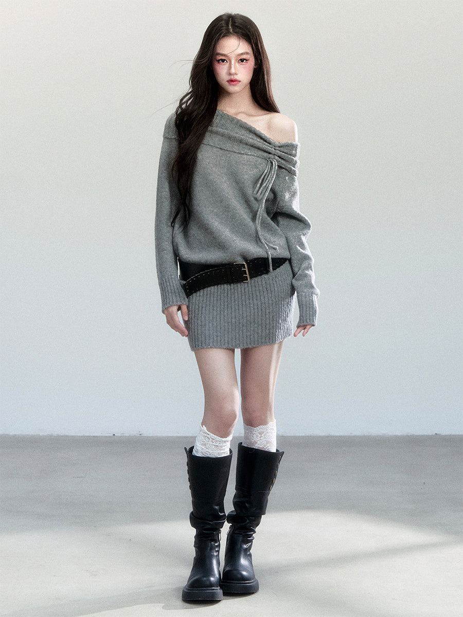 One-Shoulder Knit Bodycon Dress