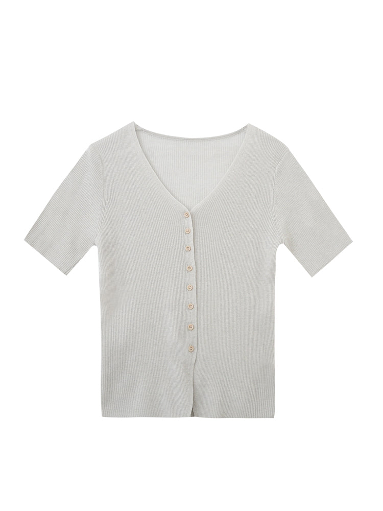 Lightweight Half Sleeve Wool Blend Knit Top