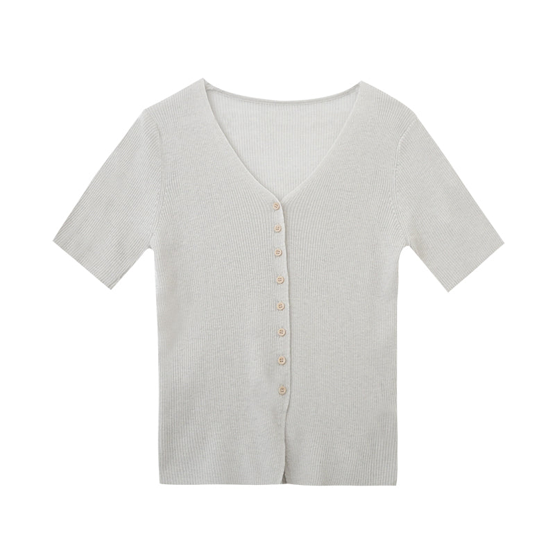 Lightweight Half Sleeve Wool Blend Knit Top