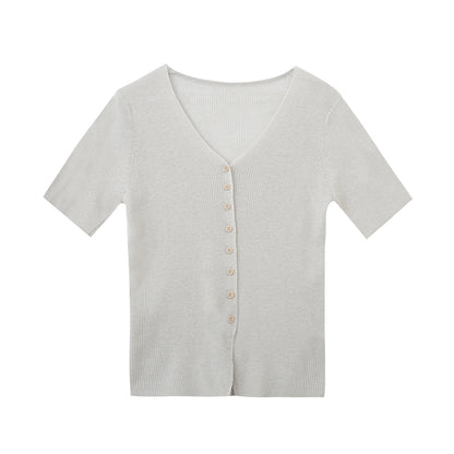 Lightweight Half Sleeve Wool Blend Knit Top