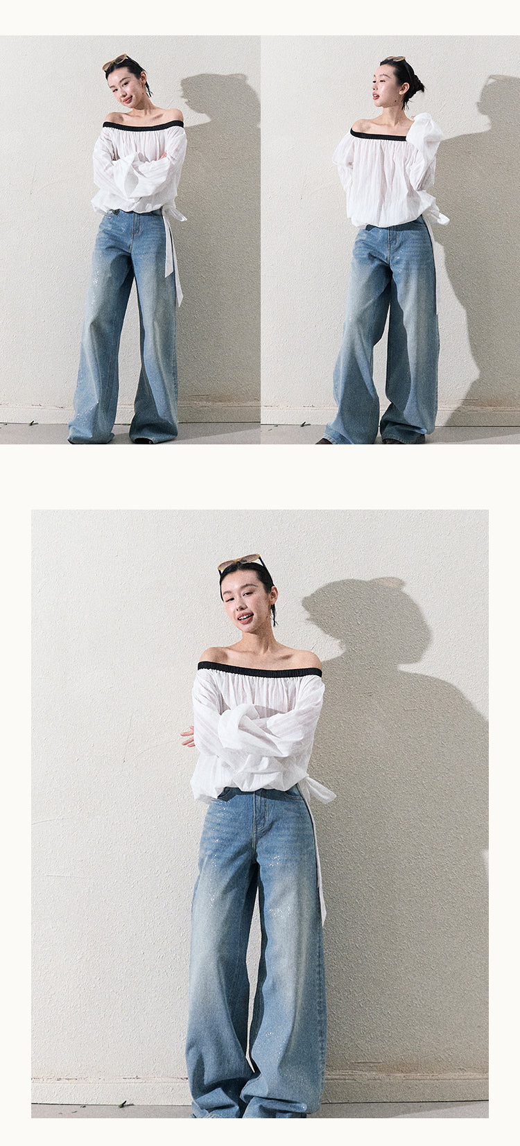 Off Shoulder Gathered Top With Bubble Hem