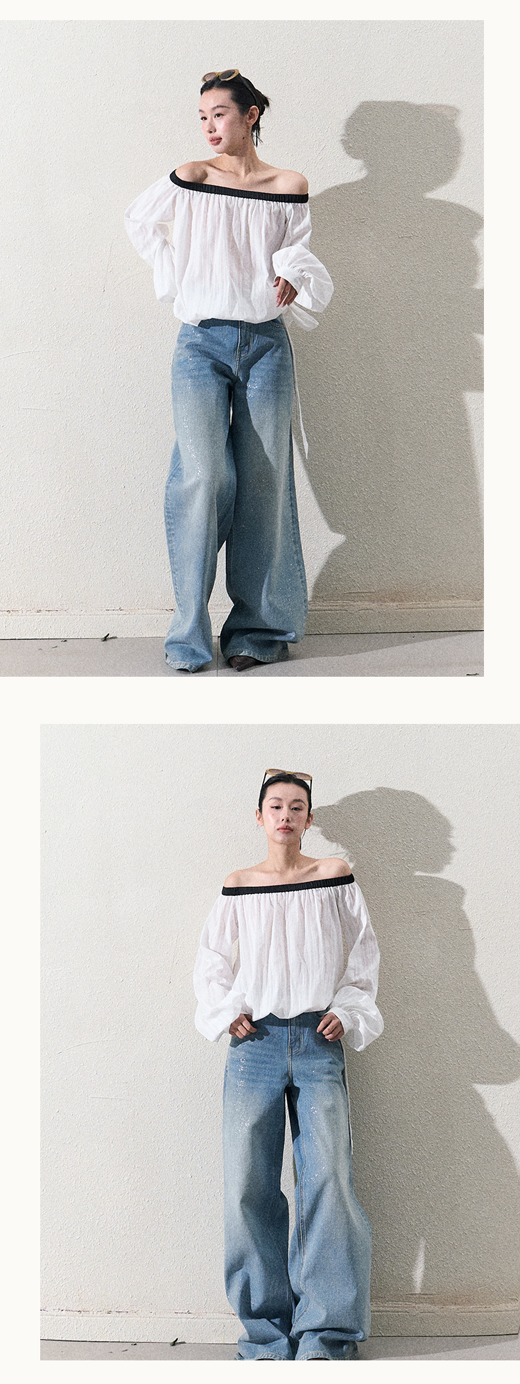 Off Shoulder Gathered Top With Bubble Hem